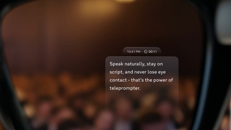 Meta Ray-Ban Display Teleprompter, shown in the in-lens display view.